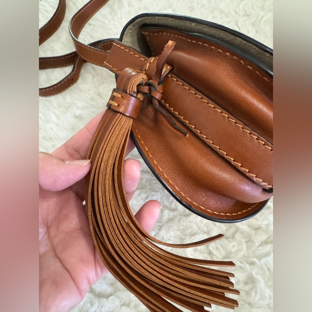 Chloe Marcie Tassel Crossbody Bag Whipstitch Leather Small - Picture 13 of 14